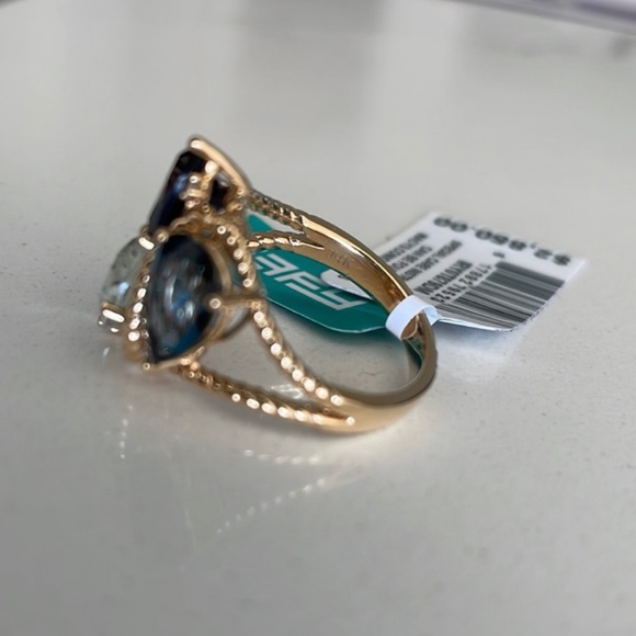 Classy Unique EFFY 6.75tcw Diamond & Topaz Amethyst Multi-Gemstone 14k Gold Ring - Picture 3 of 8